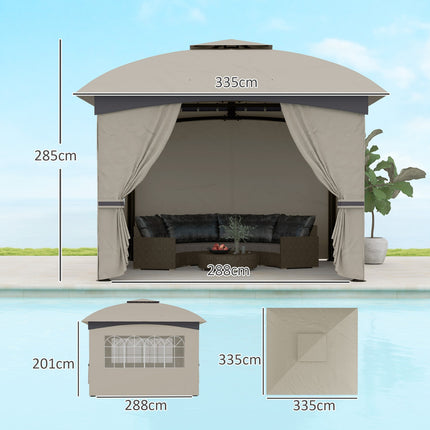 Voděodolný zahradní altán, 3.4m, UV ochrana, světle šedá