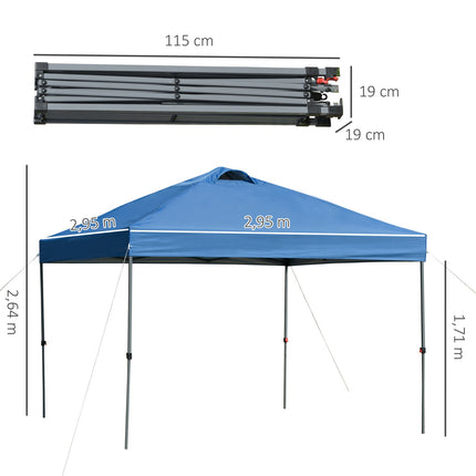 Pop-up skládací altán 3x3m, voděodolný, mrazuvzdorný, modrý