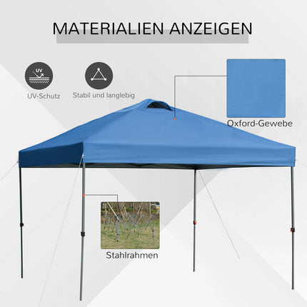 Pop-up skládací altán 3x3m, voděodolný, mrazuvzdorný, modrý