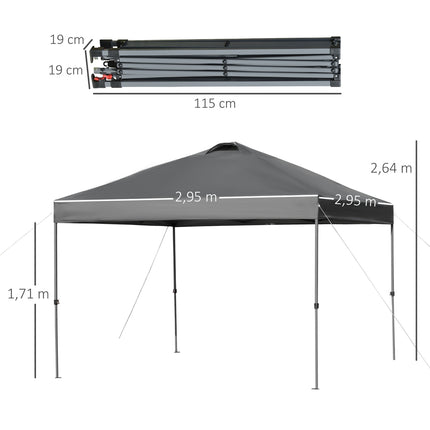 Vodotěsný pop-up altán, 3x3m, UV ochrana, tmavě šedá