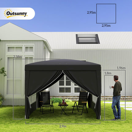 Pop-up altán 3x3m, voděodolný, UV 50+, černý