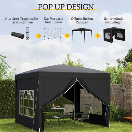 Pop-up altán 3x3m, voděodolný, UV 50+, černý