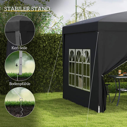 Pop-up altán 3x3m, voděodolný, UV 50+, černý