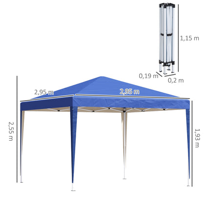 Pop-up altán modrý, 3x3m, voděodolný a s UV ochranou