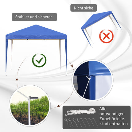 Pop-up altán modrý, 3x3m, voděodolný a s UV ochranou