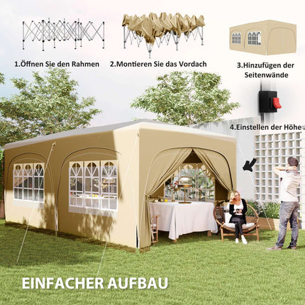 Voděodolný nůžkový altán 3x6m, UV50+, 6 bočnic