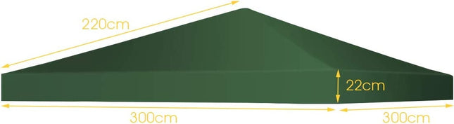 Náhradní střecha altánu, ochrana proti slunci se suchými zipy 300 x 300 cm tmavě zelená