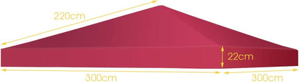 Gazebo replacement roof sun protection cover with Velcro fasteners 300 x 300 cm wine