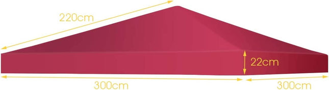 Náhradní střecha altánu, ochrana proti slunci se suchými zipy 300 x 300 cm vínová