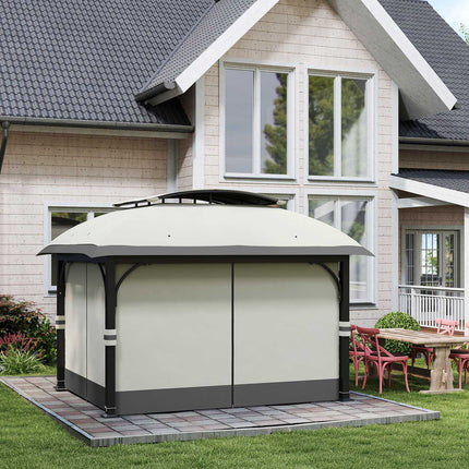 Gazebo with double roof, water repellent, 4x3.3 m