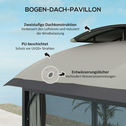 Gazebo with double roof, water repellent, 4x3.3 m