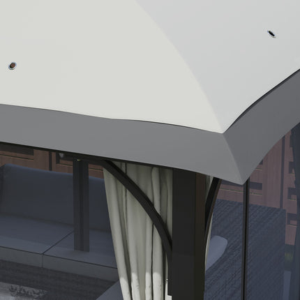 Gazebo with double roof, water repellent, 4x3.3 m