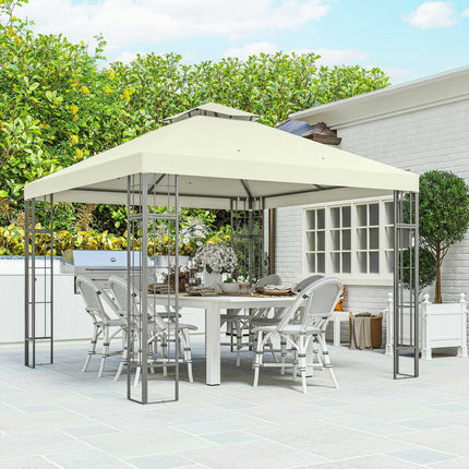 Creamy white 3x3m metal gazebo - UV and water resistant
