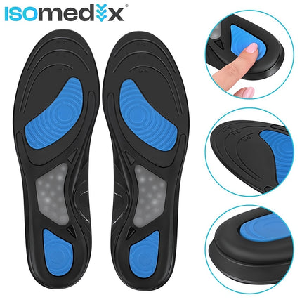 Gel Shoe Insoles Size 42-46 with Arch Support, 1 Pair, Cut to Fit, Washable