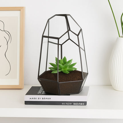 Geometrické skleněné terárium pro sukulenty, 25 cm