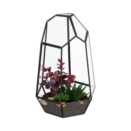 Geometrické skleněné terárium pro sukulenty, 25 cm