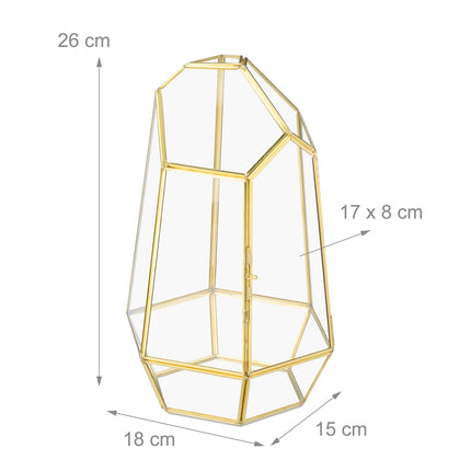Geometrické skleněné terárium pro sukulenty a vzdušné rostliny