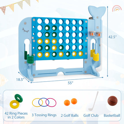 Giant 4-in-1 Connect Game Set with Ring Toss, Blue