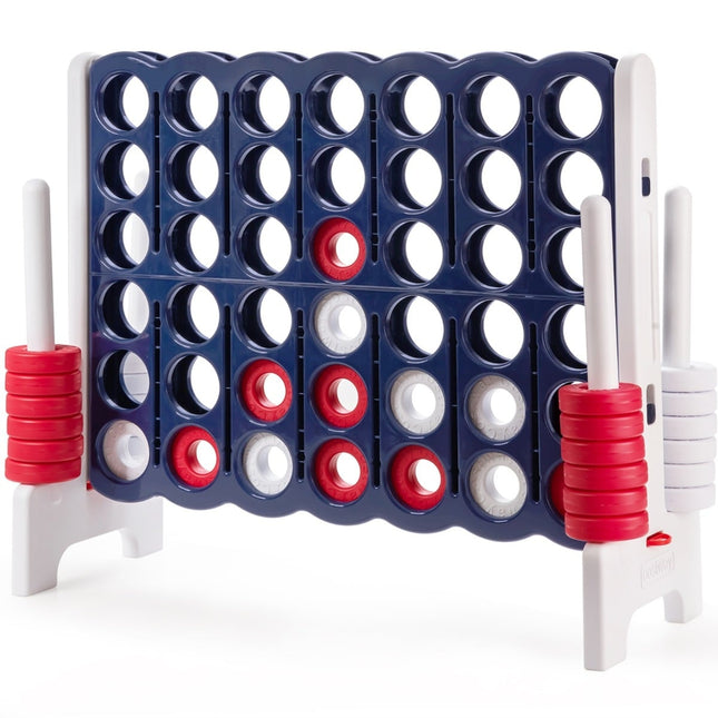 Obří hra Čtyři v řadě, bílá a tmavě modrá, 120cm