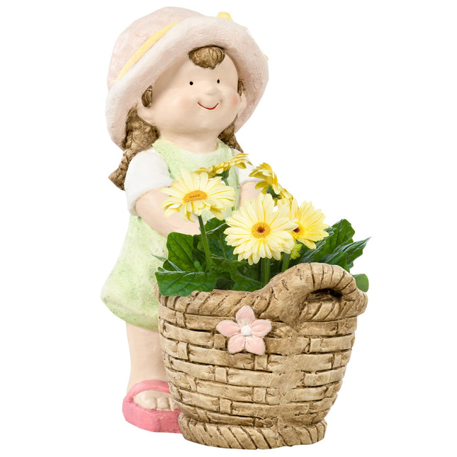 Zahradní figurka - dívka s květináčem, socha odolná povětrnosti