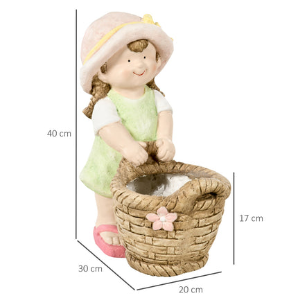 Zahradní figurka - dívka s květináčem, socha odolná povětrnosti