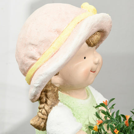 Zahradní figurka - dívka s květináčem, socha odolná povětrnosti