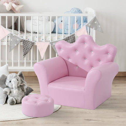 Měkké křeslo pro dívky s krystalovými knoflíky – od 3 let, růžová