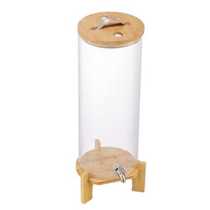 Glass Beverage Dispenser 13L, Wood Stand, Steel Spigot