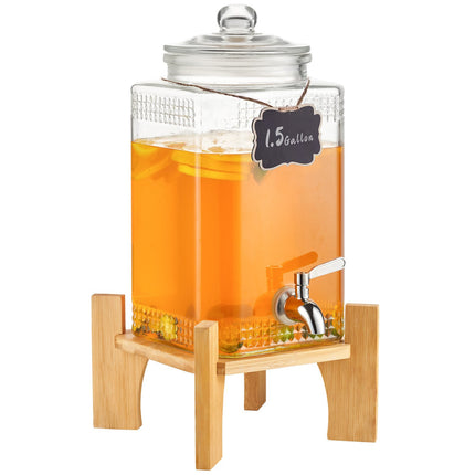 Glass Beverage Dispenser 1.5 Gal With Stand, Spigot