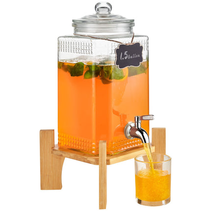 Glass Beverage Dispenser 1.5 Gal With Stand, Spigot