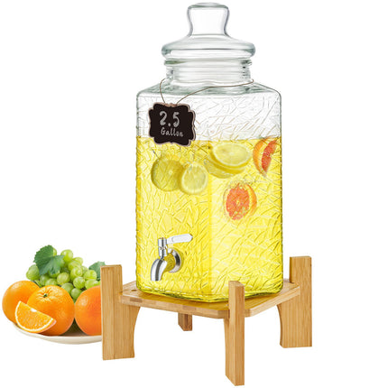 Glass Beverage Dispenser 2.5 Gallon With Stand, Spigot