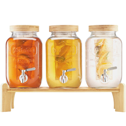 Glass Beverage Dispenser Set, 3-Pack 3.8L With Spigots