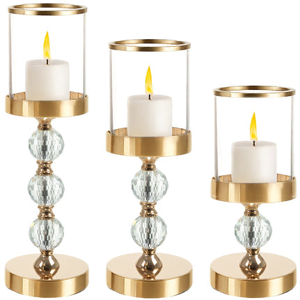 Glass-Kerzenhalter 3er-Set – Gold, Spiegeleinsätze