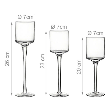 Glas-Kerzenständer-Set, 3 Größen, Transparent