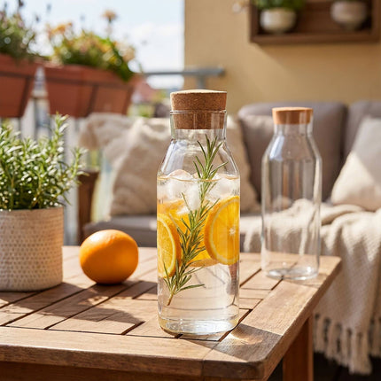 Glass Carafe with Cork Lid – Heat & Cold Resistant