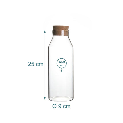 Glass Carafe with Cork Lid – Heat & Cold Resistant