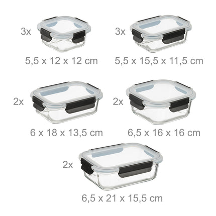 Glass Food Storage Containers with Lids, Set of 12