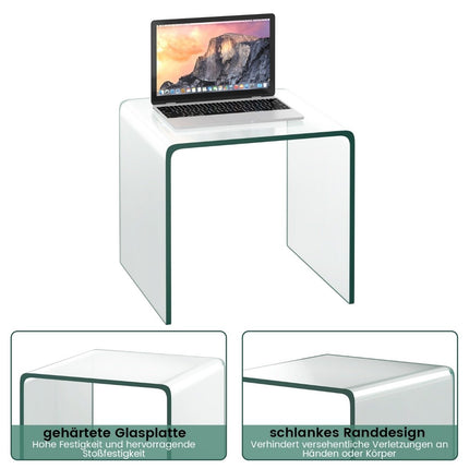 Glas-Beistelltisch – U-förmig, gehärtet, 45x45x41 cm