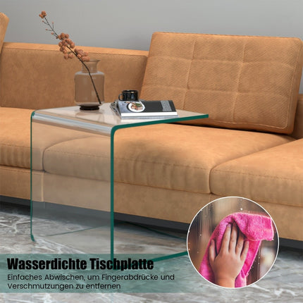 Glas-Beistelltisch – U-förmig, gehärtet, 45x45x41 cm