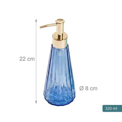Skleněné dávkovače mýdla, sada 2 ks, 320 ml, zlaté pumpičky