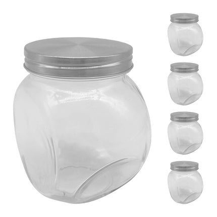 Sada skleněných dóz na pamlsky, 5 ks, 650 ml vzduchotěsné