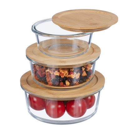 Glass container with lid in 3 sizes