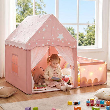 Glow-in-the-Dark Pink Play Tent with Mat & Window
