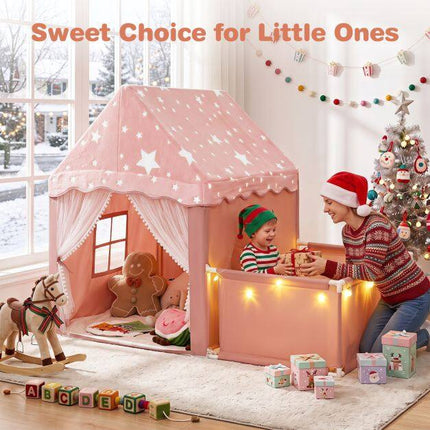 Glow-in-the-Dark Pink Play Tent with Mat & Window