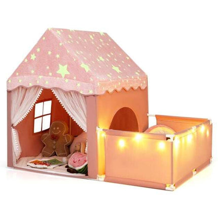 Glow-in-the-Dark Pink Play Tent with Mat & Window