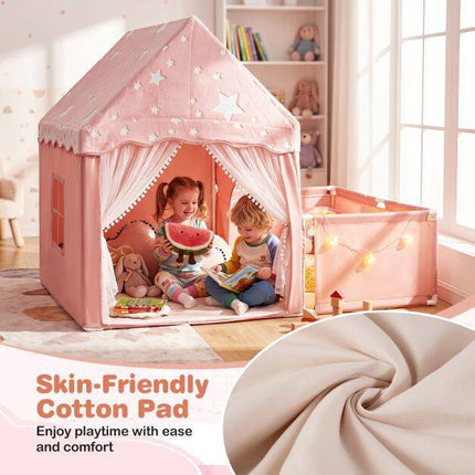 Glow-in-the-Dark Pink Play Tent with Mat & Window