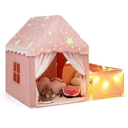 Glow-in-the-Dark Pink Play Tent with Mat & Window