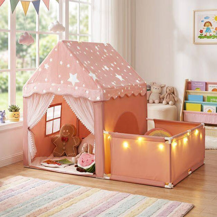 Glow-in-the-Dark Pink Play Tent with Mat & Window