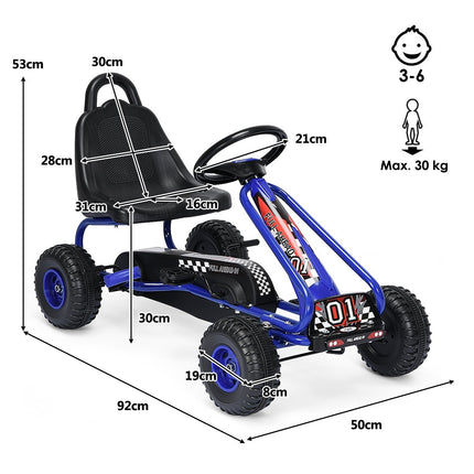 Motokára s ruční brzdou, šlapadlo 30kg, šlapací vozítko 3-6 let, modrá