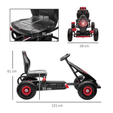 Dětská šlapací motokára, nastavitelná sedačka, gumové pneumatiky